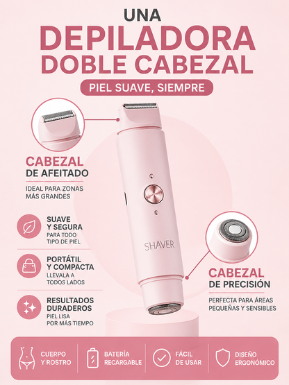 Kit de depilación eléctrica 2 en 1, recortadora recargable USB , para línea del bikini