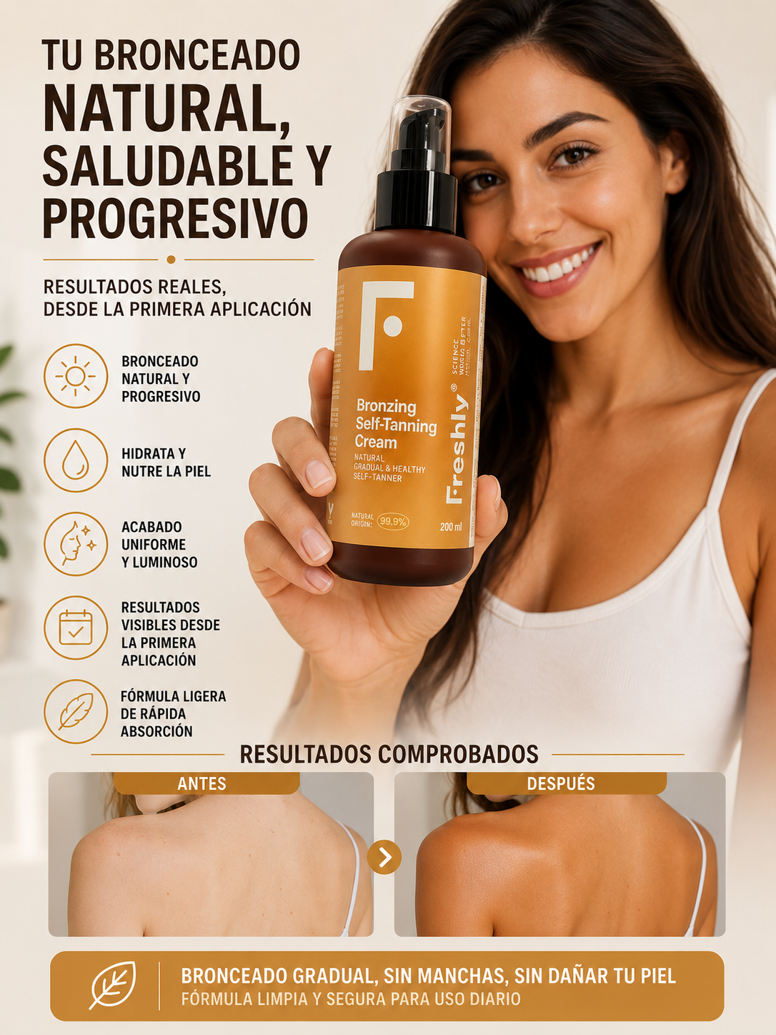 Crema bronceadora, bronceado natural