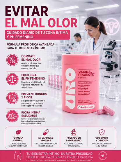 Probióticos vaginales , equilibrio de pH, suplemento de salud vaginal,  60 Capsulas